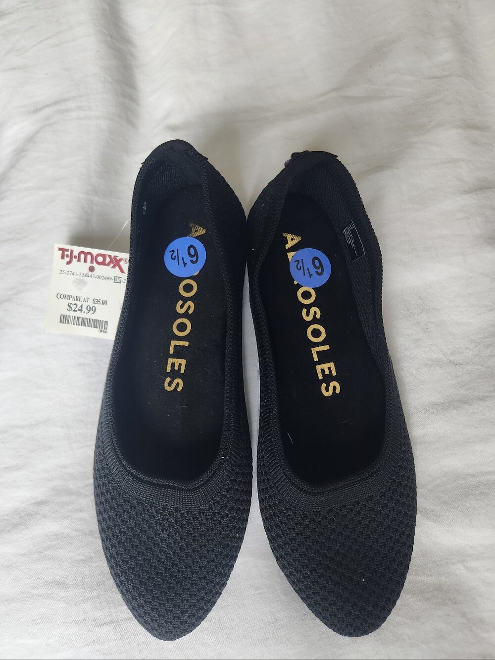 AEROSOLES Black Knit Slip-On Ballet Flats